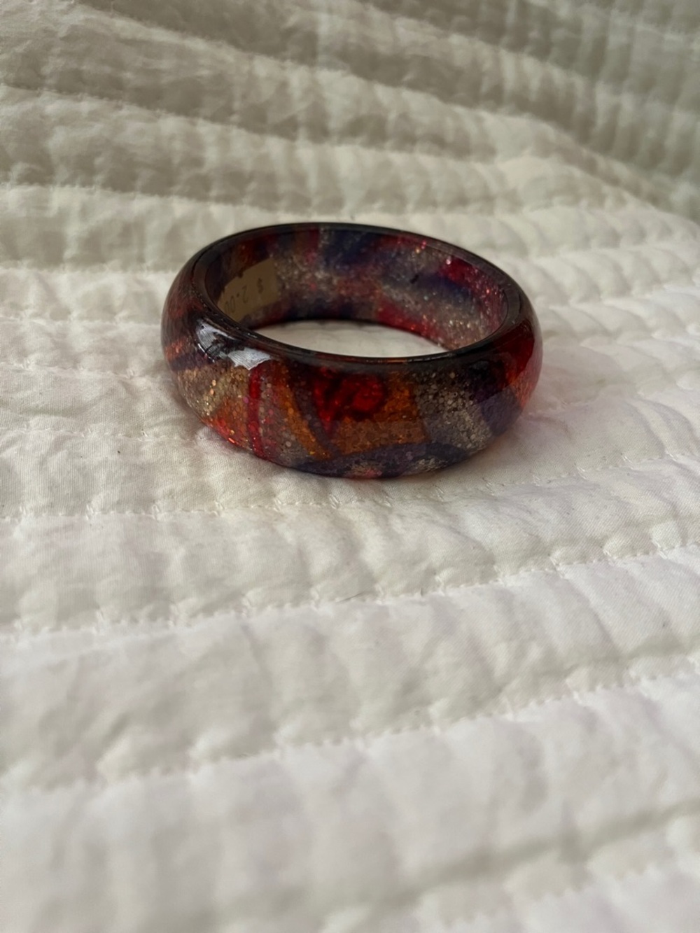 Handmade Red and Gold Resin Bangle Bracelet